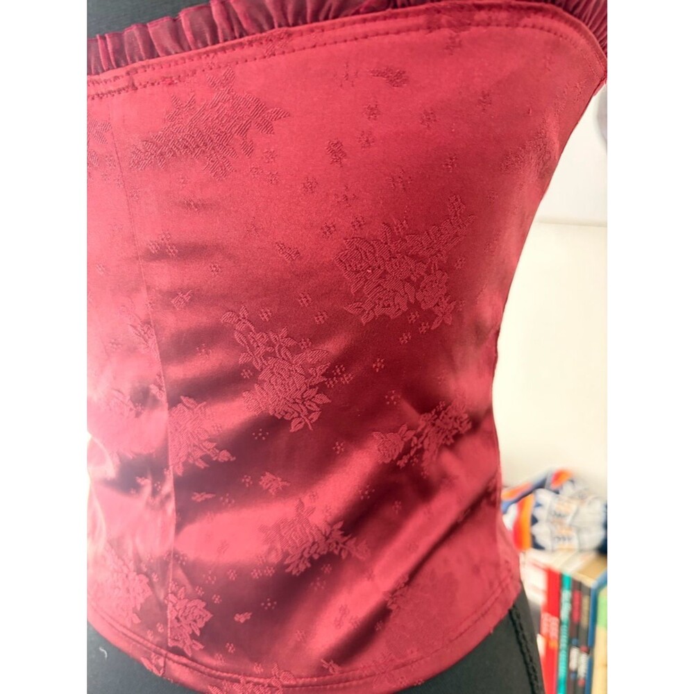 Jump Burgundy Satin Brocade Strapless Corset - Picture 3 of 5